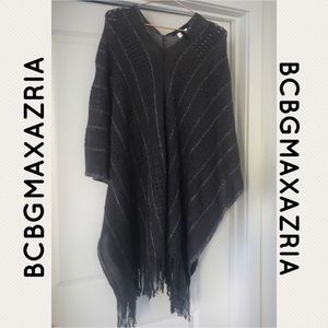 NWOT BCBGMAXAZRIA grey & silver poncho/cape OS